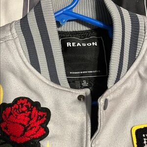 Reason Kids Gray and Red Embroidered Jacket
